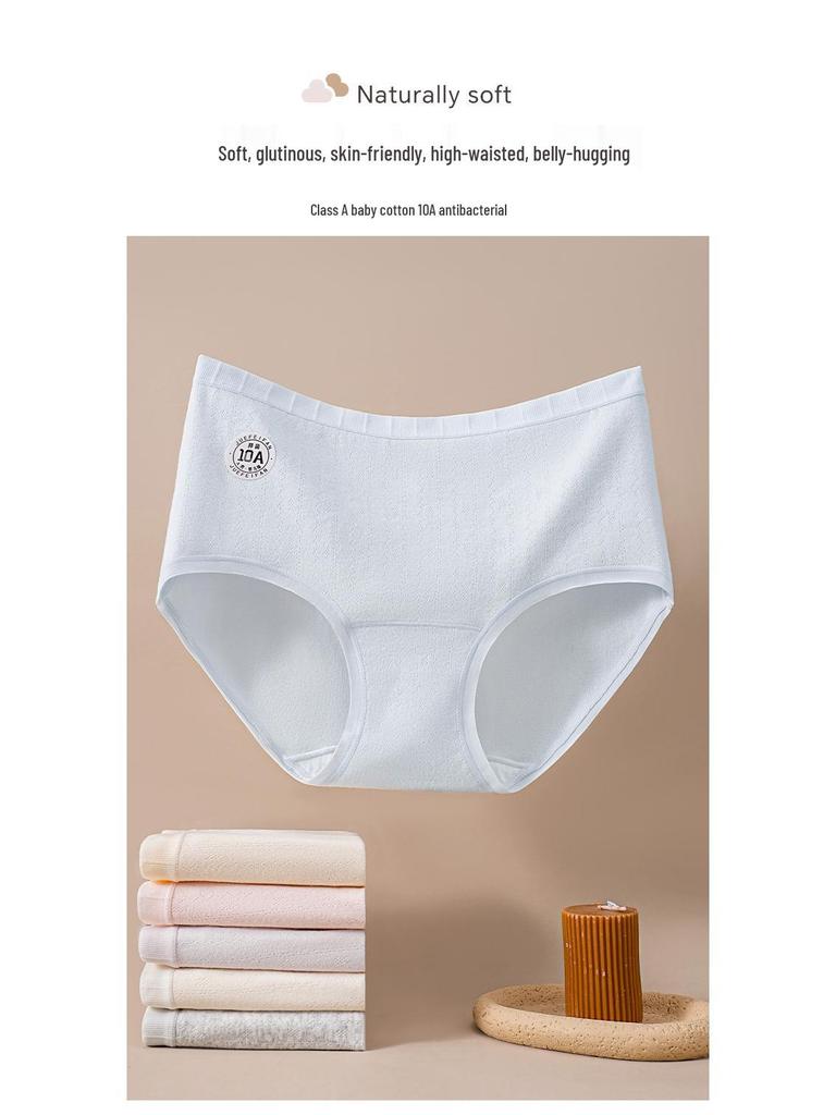 10A Seamless Women's Pure Cotton Antibacterial Plus Size Briefs with Extended Crotch & Breathable Design