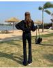 Spring 2025 Women’s High-Waist Elastic Flared Jeans: Slim, Slit-Style, All-Match Design