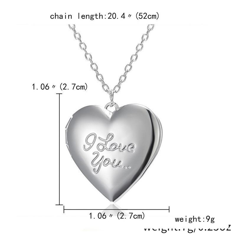 1PC Love Heart DIY Photoframe Openable Necklace Charm Vintage Necklace Pendant Photo Picture Locket Carved Heart