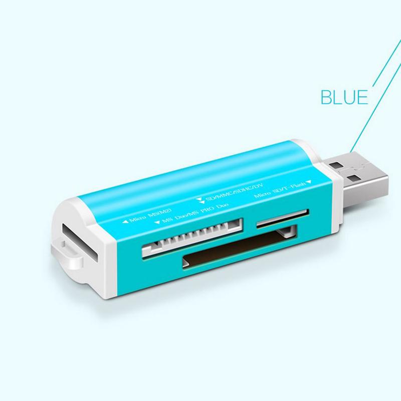 Leitor de cartão de memória multifuncional USB 2.0 de alta velocidade para T-Flash MMC Sdhc MS Pro Duo Tf M2 Memory Stick