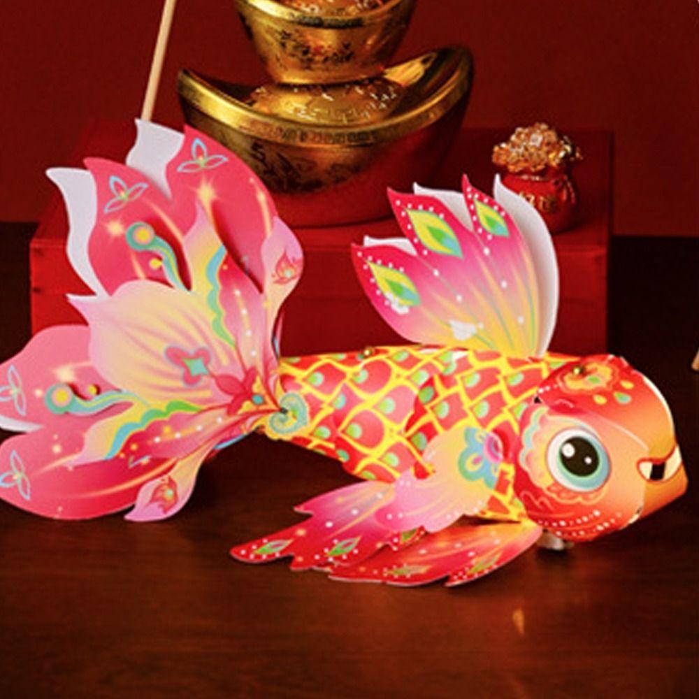Chinese Traditional Handheld Fish Lantern Ancient Style Luminous Goldfish Light  Celebration
