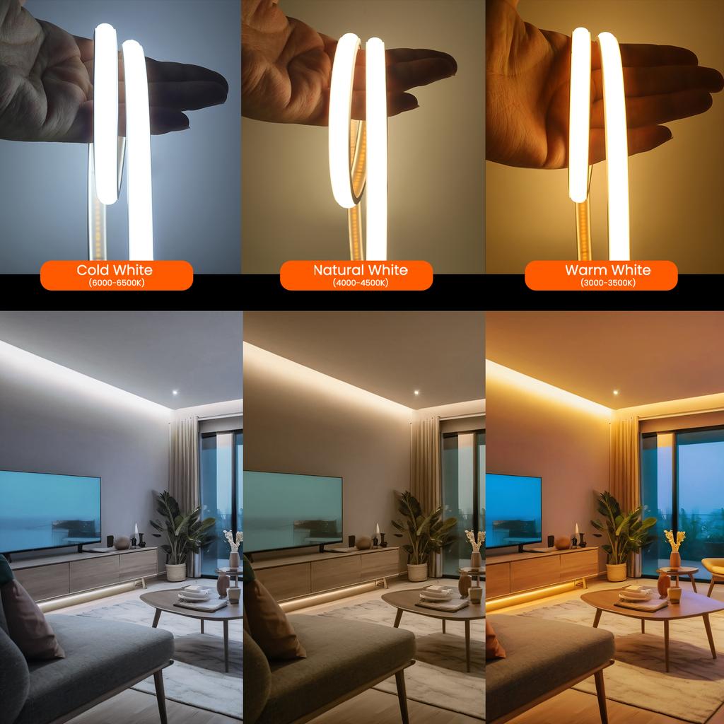 Tuya Smart WiFi COB Neon Strip Light 12V 24V Waterproof Flexible LED Tube Tape 320 LEDs/M for Kitchen Cabinet Room Decor
