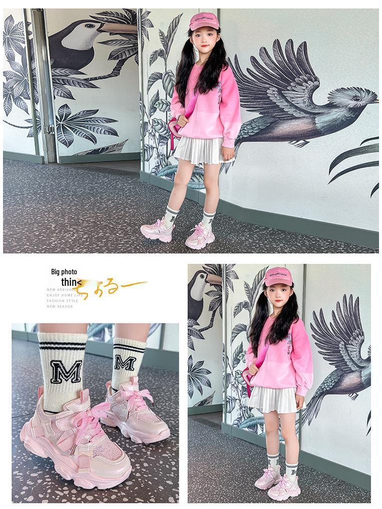 Girls' Lightweight Non-Slip Sports Shoes - Spring 2026 Soft Sole Fashion for Middle & Big Kids