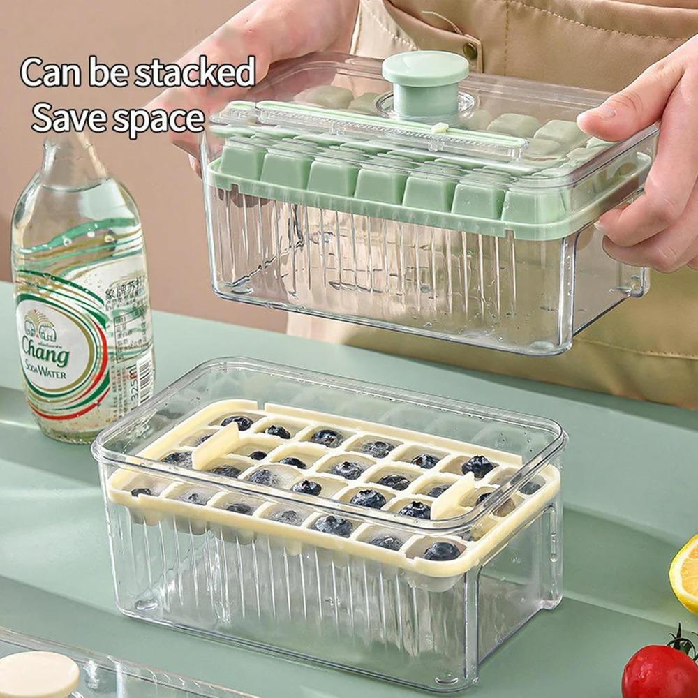 Press Type Ice Cube Tray With Storage Box Ice Maker Ice Box Ice Bucket Mould Fast Freeze Large Capacity For Beer Kitchen Gadget