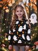 Girl Clothes Halloween Hoodies Purple Ghost Pumpkin Bat 3D Full Print Long Sleeve Pullover Autumn Casual Sweatshirt for Children