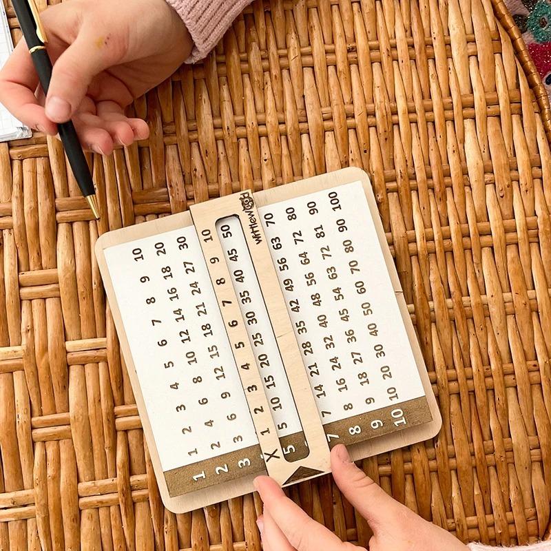 Kinder Holz Schiebbare Einmaleins-Tafeln Montessori Spielzeug Mathe Zählbrett Lehrmittel Lernen Lernspielzeug für Kinder