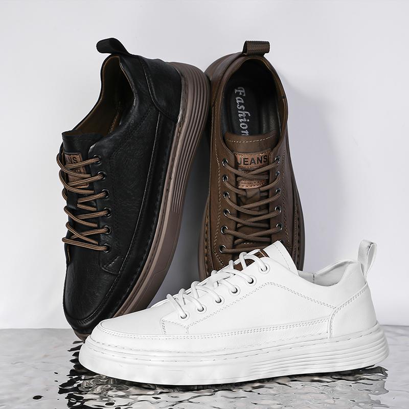 Mens Casual Shoes Fashion Breathable White Shoes High Quality Leather Skate Shoes Luxury Brand Lace Up Handmade Designer Shoes