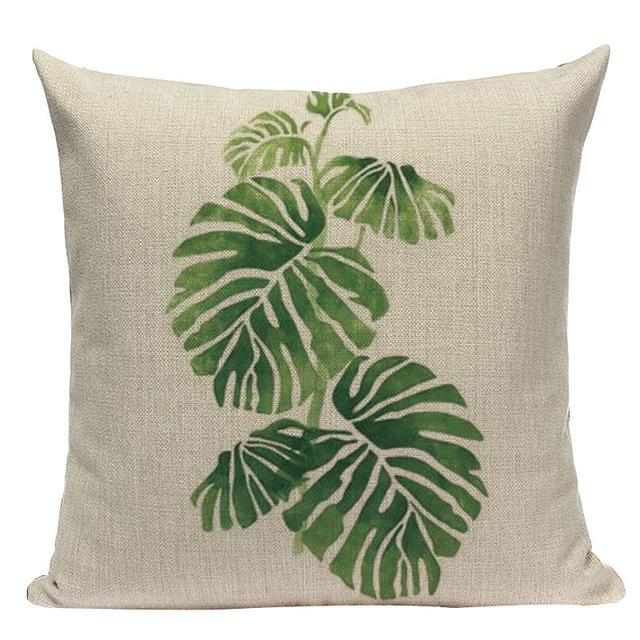 Tropical Plants Palm Tree Printed Decorative Throw Pillow Cushion Cover Case Green Leaf Leaves Cushion Case For Sofa Home