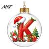 Winter Holiday Party Supplies 26?Letter Acrylic Christmas Ball Ornament, 3D Crystal Style Alphabet Xmas Wall Hanging Ornaments Pendant, Tree