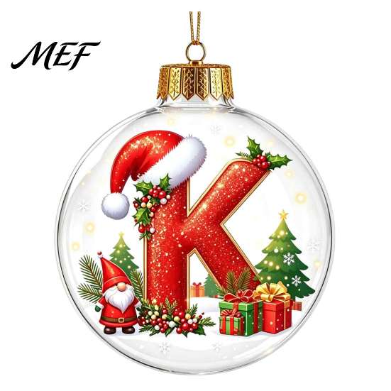 Winter Holiday Party Supplies 26?Letter Acrylic Christmas Ball Ornament, 3D Crystal Style Alphabet Xmas Wall Hanging Ornaments Pendant, Tree