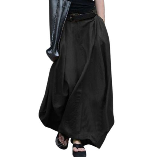 High Waist A-Line Ankle-Length Women Skirt Solid Color Office Maxi Skirt Female Clothing