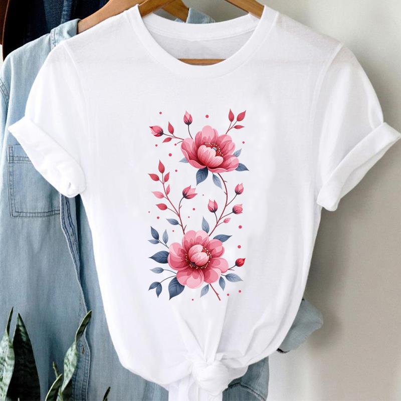 (Asian Size) Short Sleeve T-shirts Casual sweet trend Clothing Printed Female Top T Shirt o-neck Lady Fashion Women Graphic Tee