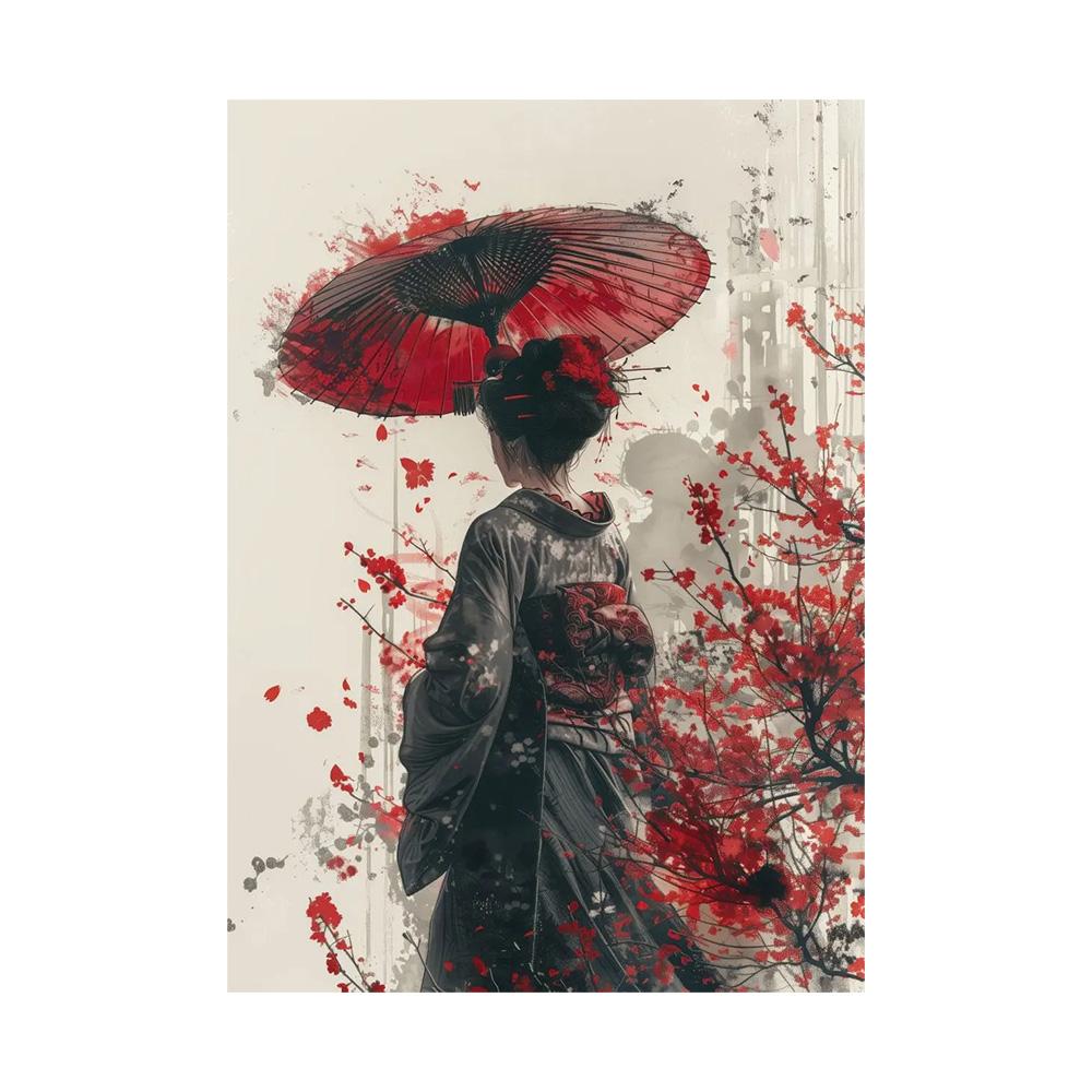Japanese Landscape Samurai Geisha Bonsai Torii Gate Sakura Art Poster Canvas Painting Wall Prints Picture for Room Home Decor
