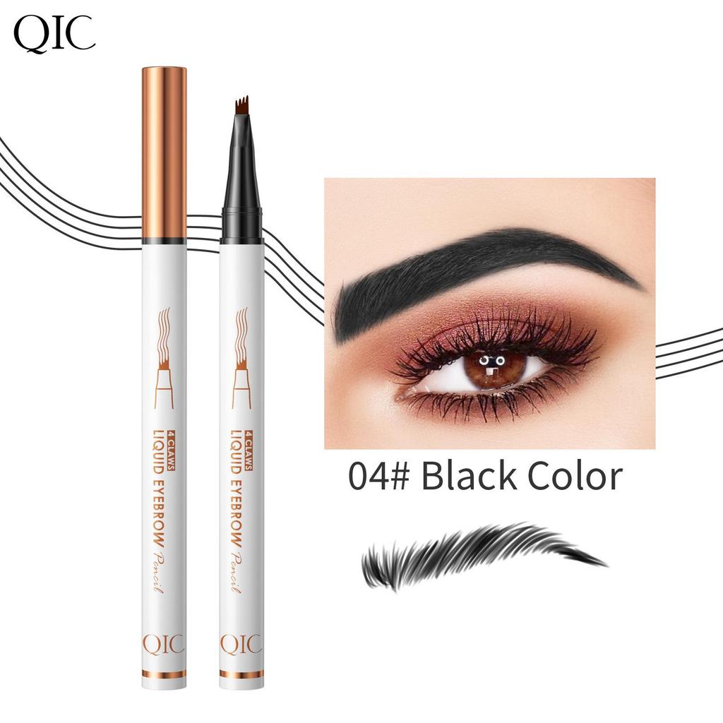QIC 5D White Tube Four-Prong Waterproof Smudge-Proof Micro-Sculpting Liquid Eyebrow Pencil.