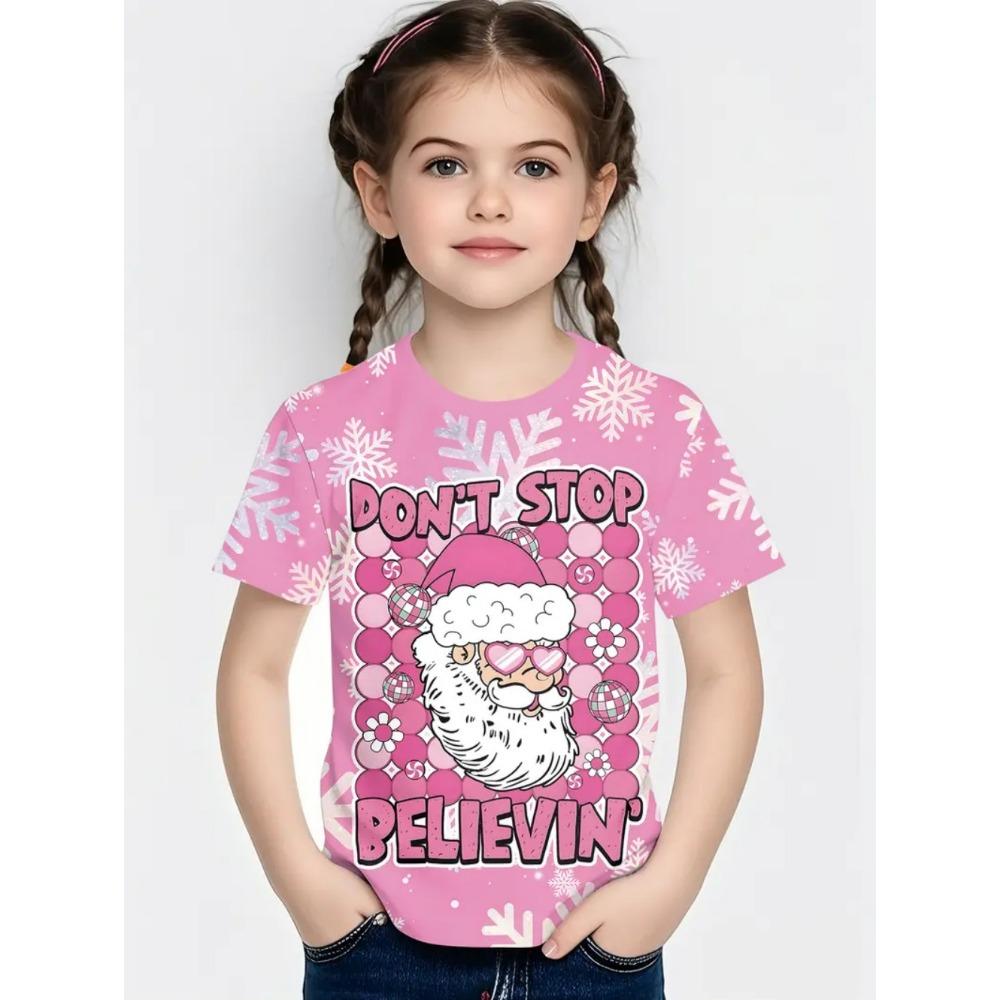 Cute Santa Claus Children's T-Shirt Christmas 3D Print Girl Short Sleeve T-Shirt Holiday Boys Clothes O-Neck Tees Tops Clothing