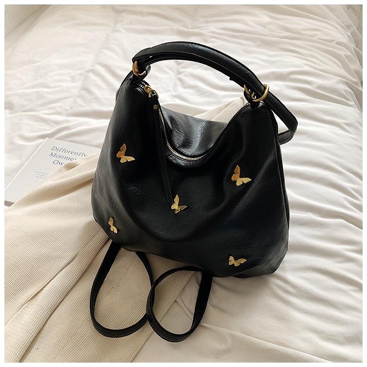 

Double-shoulder Backpack, Large Capacity, Single-shoulder Tote Bag, Classic Retro, Niche Style Bag чёрный