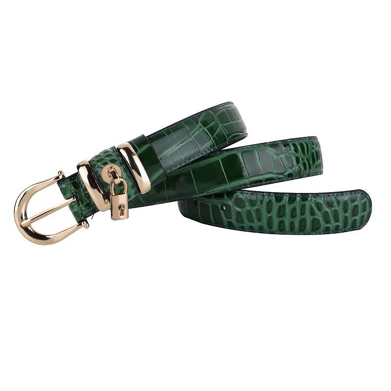 Crocodile Pattern Leather Belt Women's Casual Pin Buckle Genuine Leather Belt Women's All-Match Simple Decoration Pant Belt