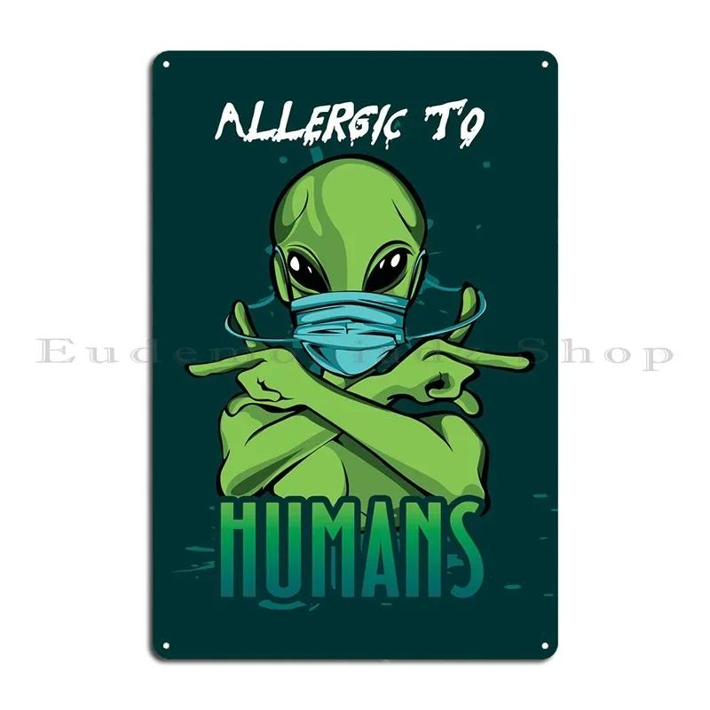 Allergic To Humans Funny Metal Signs Plaques Designing Decoration Cave Create Tin Sign Poster 20x30cm(7.8x11.8inch)