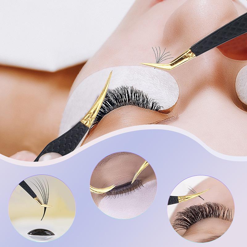 Black Makeup Eyelash Extension Tweezer Anti-Slip Stainless Steel Tweezer High Precision Clip For Eyebrow Woman Beauty Salon Tool