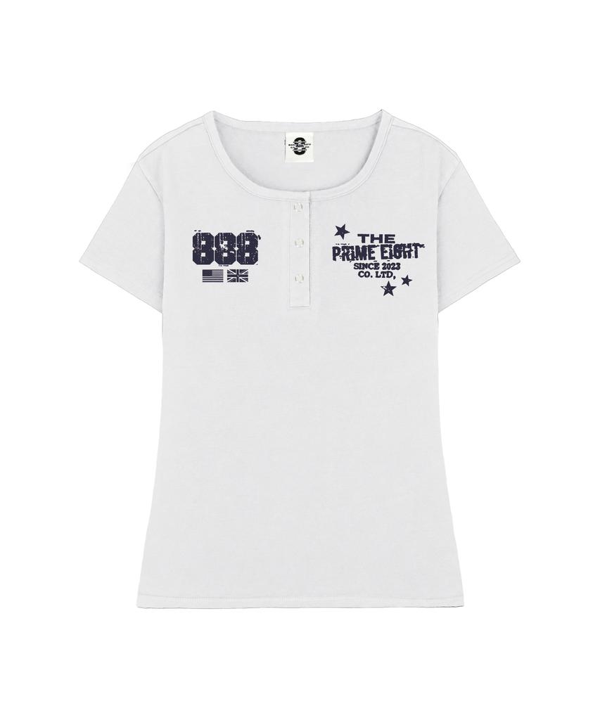 PRIMATE Stamp U-Neck Slim Fit Button T-Shirt 3 Colors