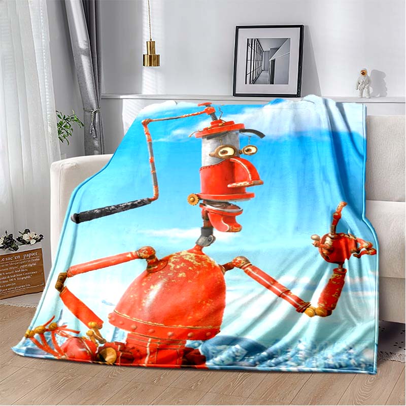 Robot Dreams Cartoon Robot Flannel Throw Blanket Retro Sci-Fi Spanish Anime Sofa Cover Home Decor Gift For Movie Lovers