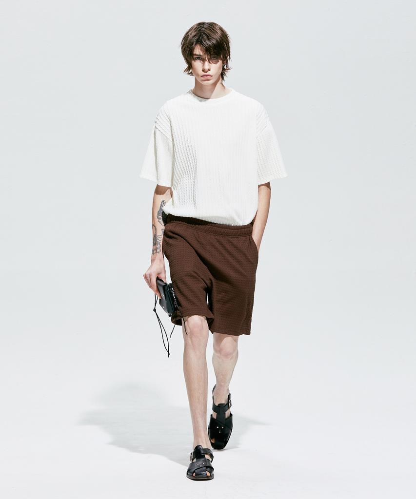 SSY Jacquard Knit Short Sleeve T-Shirt Ivory