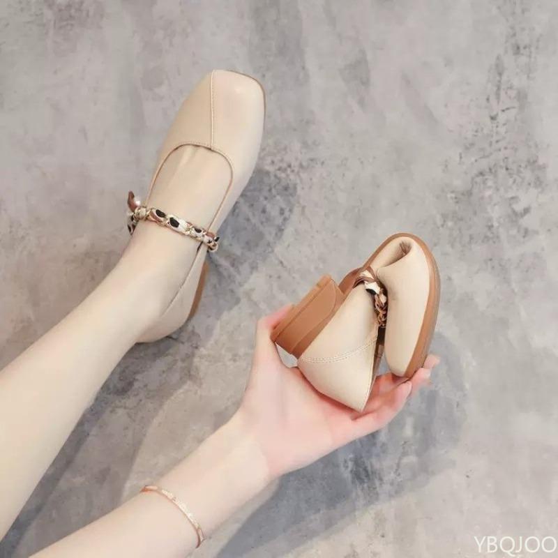 Fashion Retro casual small leather shoes for women in spring breathable low heel elegant simple comfortable women's single shoes