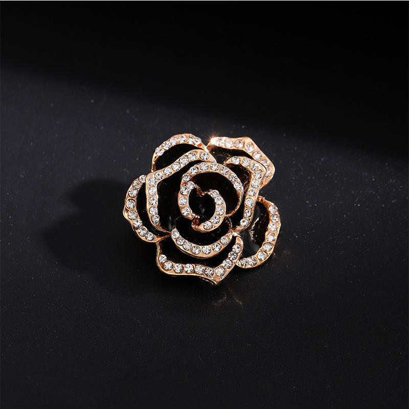 

Брошь Камелия для женщин с изысканным нишевым дизайном, модные и высококачественные аксессуары для костюмов чёрный