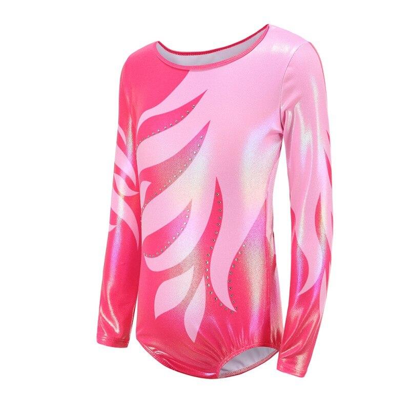 Children Girls Diamante Long Sleeve Ballet Practice Dance Wear Gymnastics Bright Color Body Suits ALL Seasons
