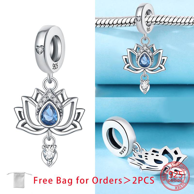 Original Copper Charms Lotus Flower Beads Fit Bracelet Necklace Accessories Women Jewelry Making Fine Jewelry Gift