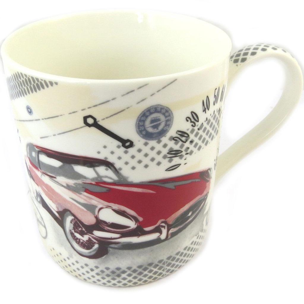 Les Trésors De Lily [P0318] - Multicolored Beige 'Vintage Cars' Porcelain Mug