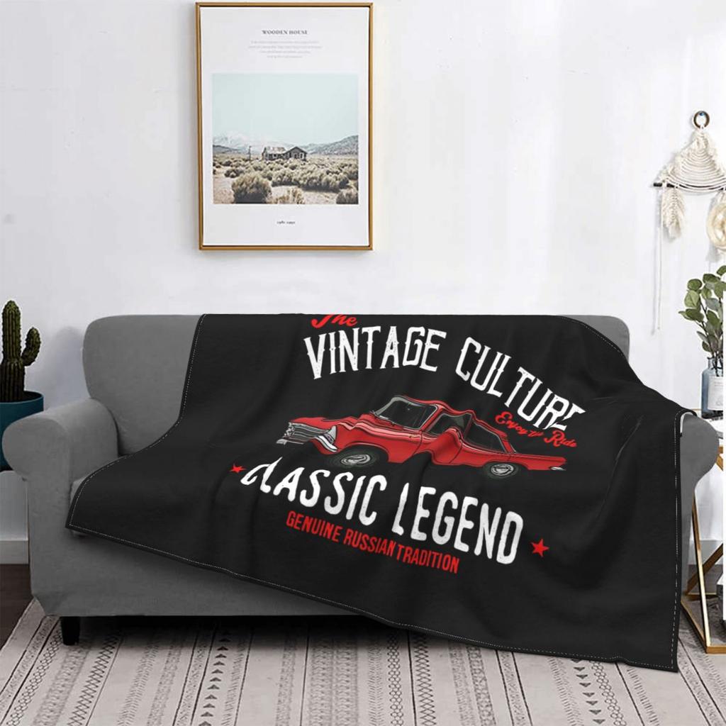 Russian Car Moskvich 412 Inspired Blanket Soft Comfort High-Quality Faux Fur Throw Camping Blanket