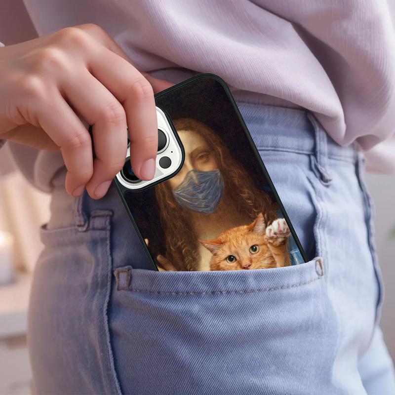 Fun Cat Art Parody Phone Case For IPhone 18 17 Air 15 16e 14 13 Pro Max Coque 12 11 Pro Max PLUS Cover