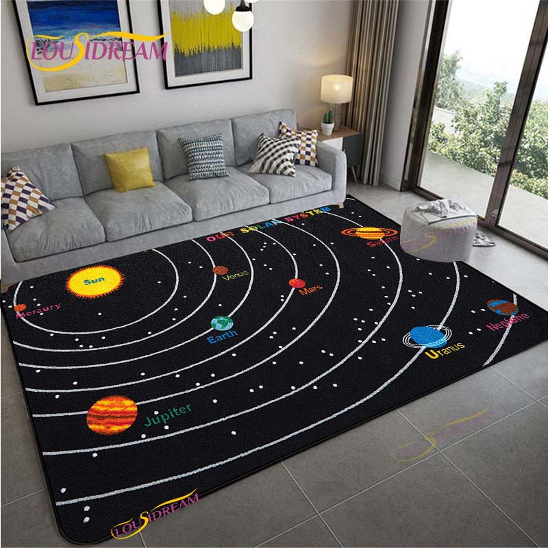 Cartoon Space Universe Planet Carpet for Living Room Bedroom Sofa Area Rug Kitchen Door Un-slip Floor Mat Alfombra Birthday gift
