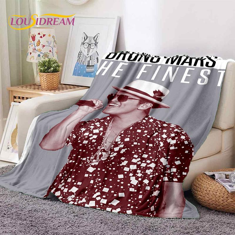 Bruno Mars 3D Singer Star Soft Flannel Blankets,Throw Blanket Comfortable Blanket for Picnic Beds Home Bedroom Cover Kids Gift