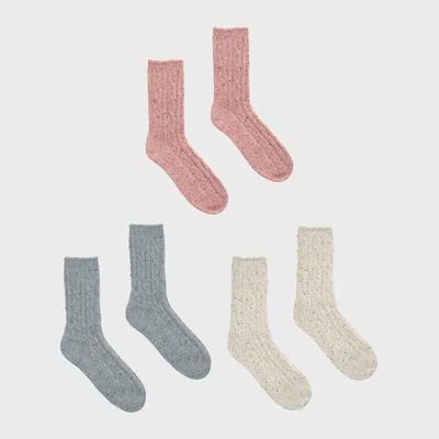 [3EA 1SET] SPECKLED WOOL SOCKS SET_MIX