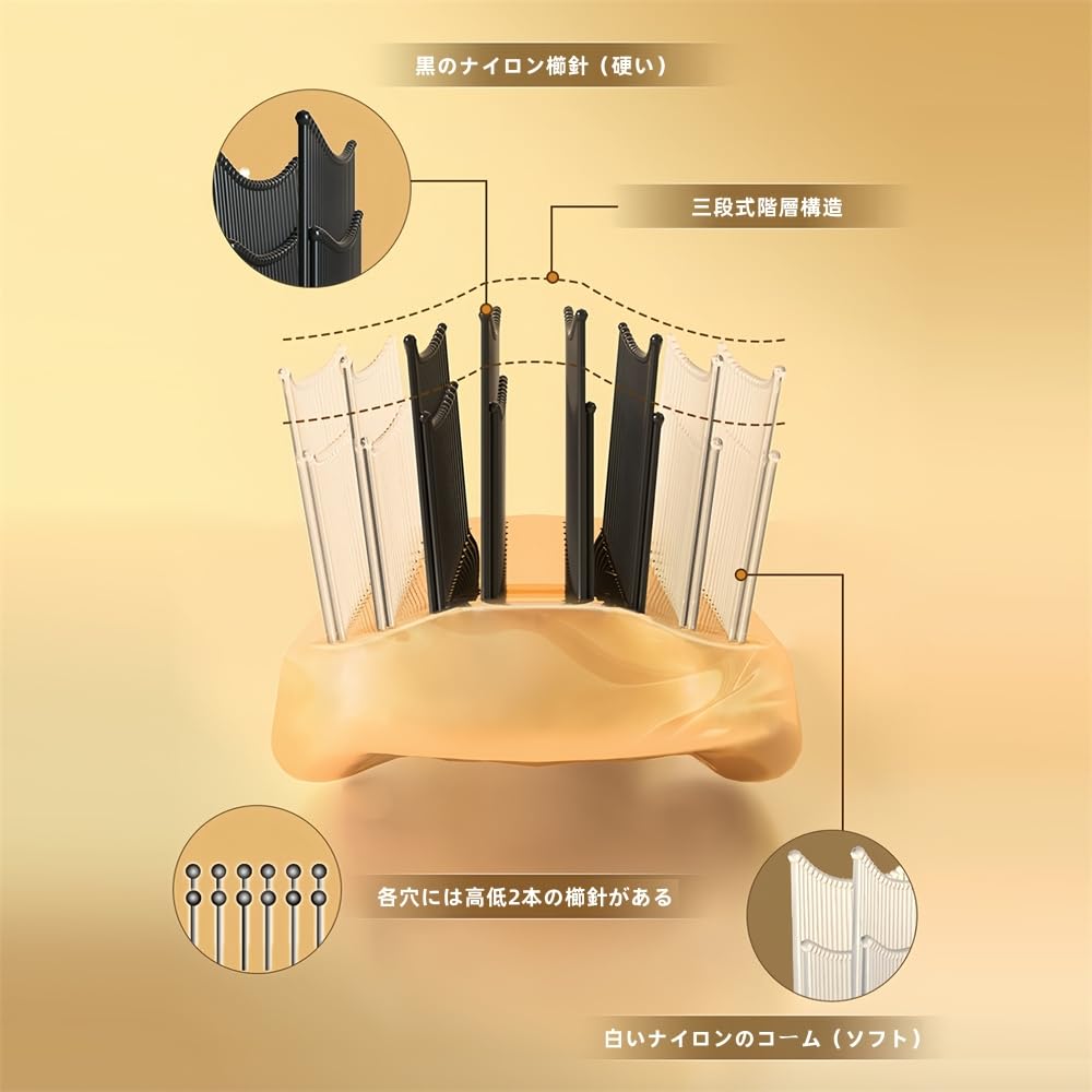 cs285 Zeus Comb Scalp Massage Hit Suitable for Men and Women Brush, Anti-Static, Product, (Gold)