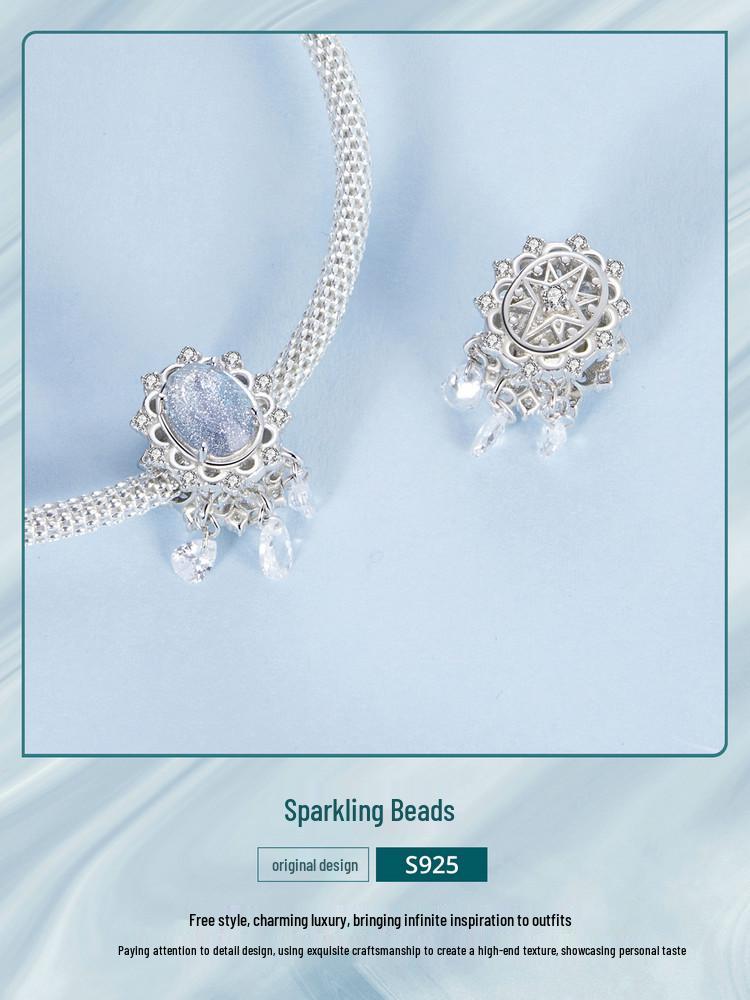 Avle Teardrop Zircon Tassel Beads: Original Shining S925 Sterling Silver for DIY Jewelry