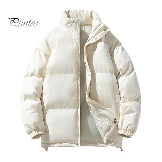 

Зимнее хлопковое пальто с воротником-стойкой, длинным рукавом, застежкой-молнией, пуховая куртка с карманами, однотонная, свободный крой, утепленная теплая верхняя одежда M бежевый