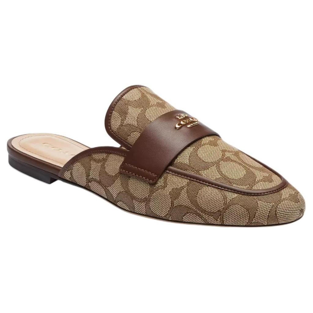 Coach Samie Leather Jacquard Logo Slide Sandals Women Footwear Brown CR870-NM9