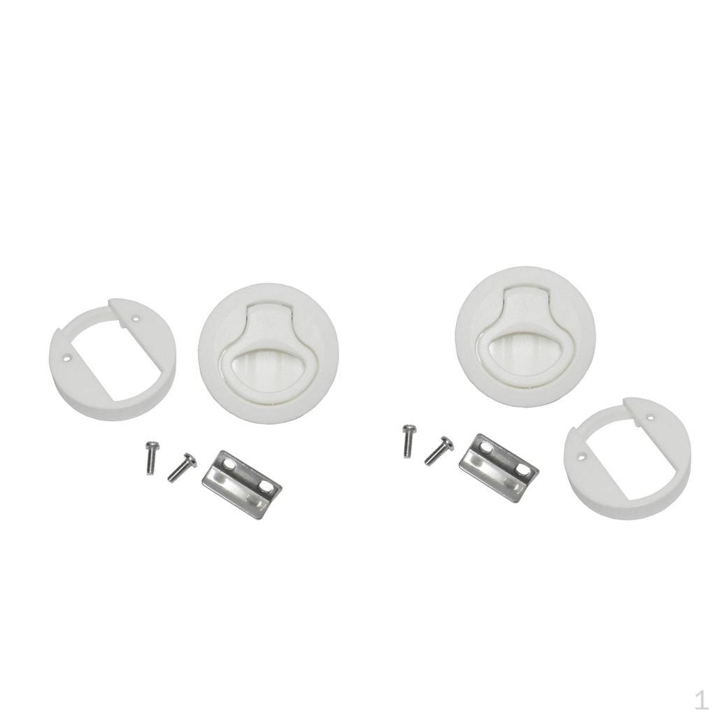 2x 2" Round Locking Flush Pull Latch Hatch Lift Door Deck White