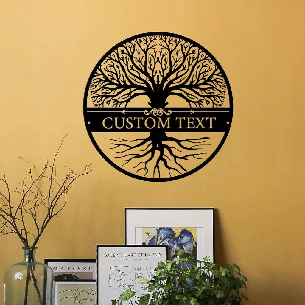Metal Wall Art Tree of Life Family Name Sign Home Decor Wall Hangings