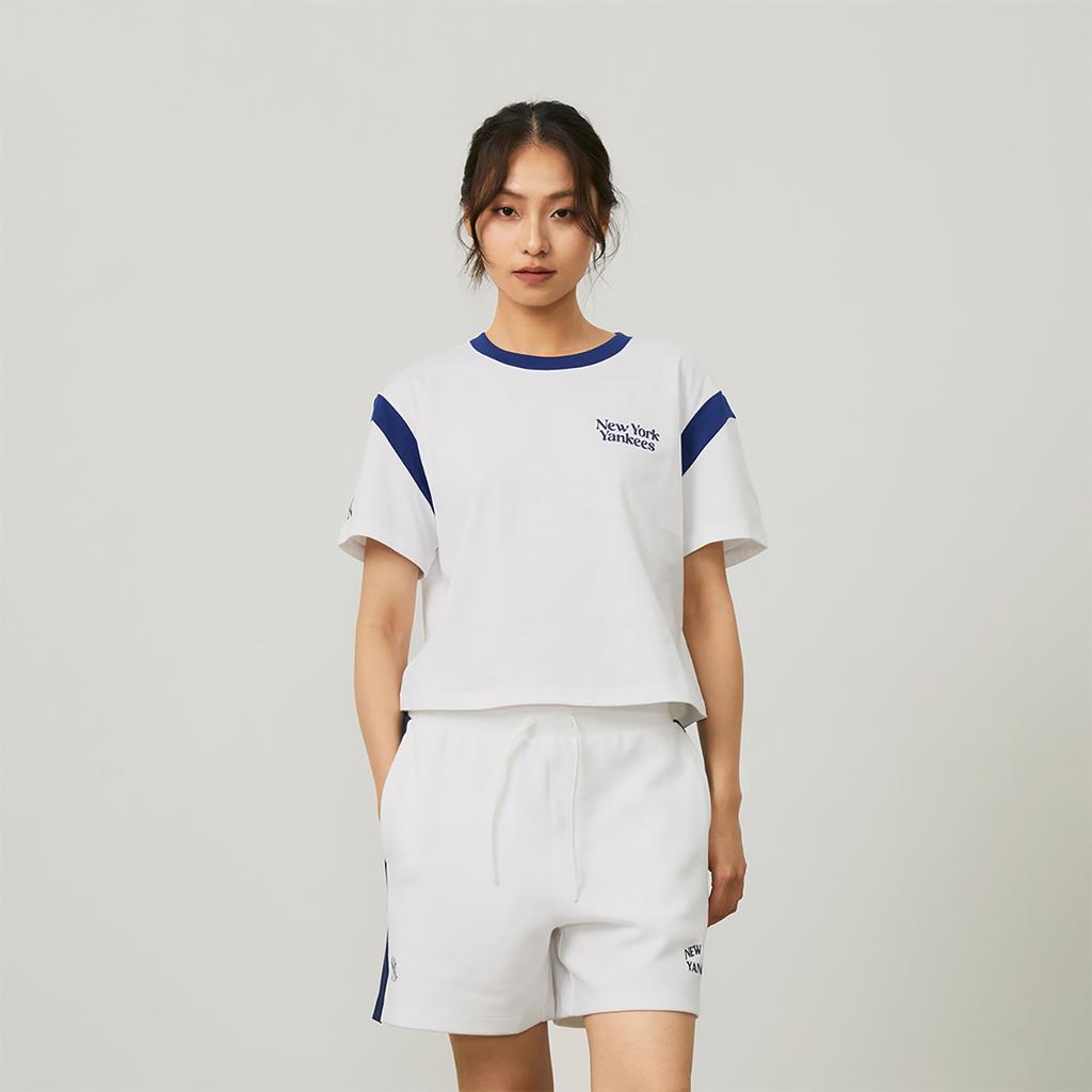 New MLB SS24 Drop Shoulder Sleeve T Shirt Women's White 3FTSV0343-50IVS