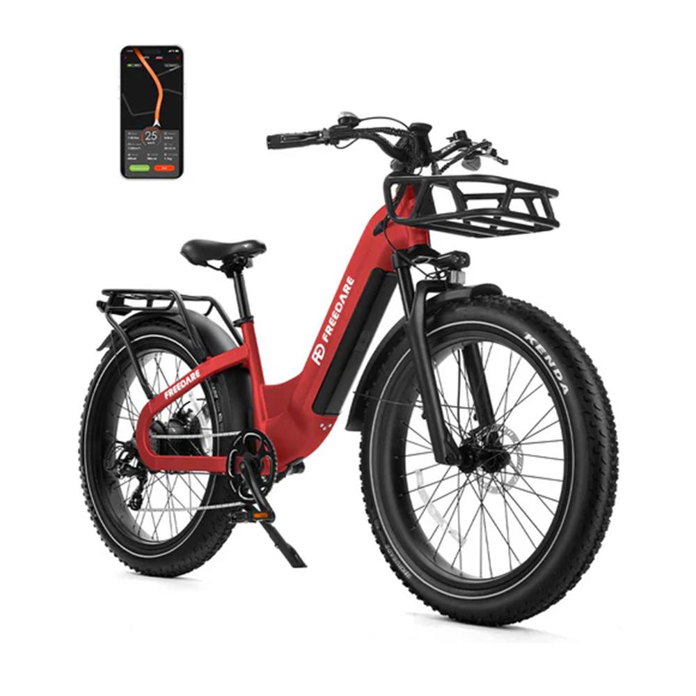 FREEDARE Eden Electric Bike Adults with Front Basket and GPS Smart App Control ,48V 20Ah Battery,Torque Sensor