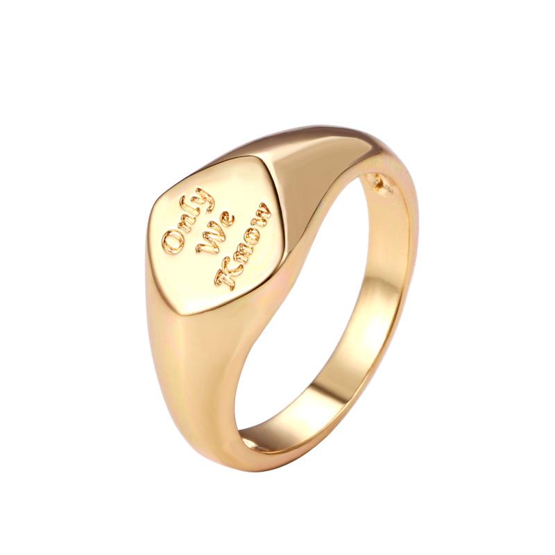 High-End Women's English Letter Seal Ring - Mature Style Pinky Jewelry