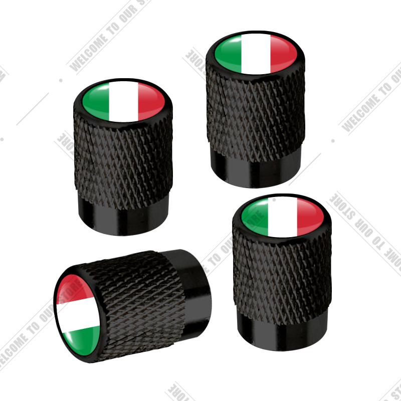 Cqdjvy1 Auto CNC Aluminium Duitsland Italië Frankrijk Driekleurige Vlag Embleem Voor Citroen Peugeot Fiat Kia 4 stuks Bandenventiel Luchtpoort Stuurpen Afdekdoppen