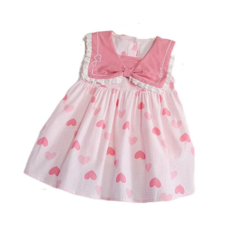 2026 Baby Girls Sleeveless Dress Cute Love Print Princess Kids Casual Party