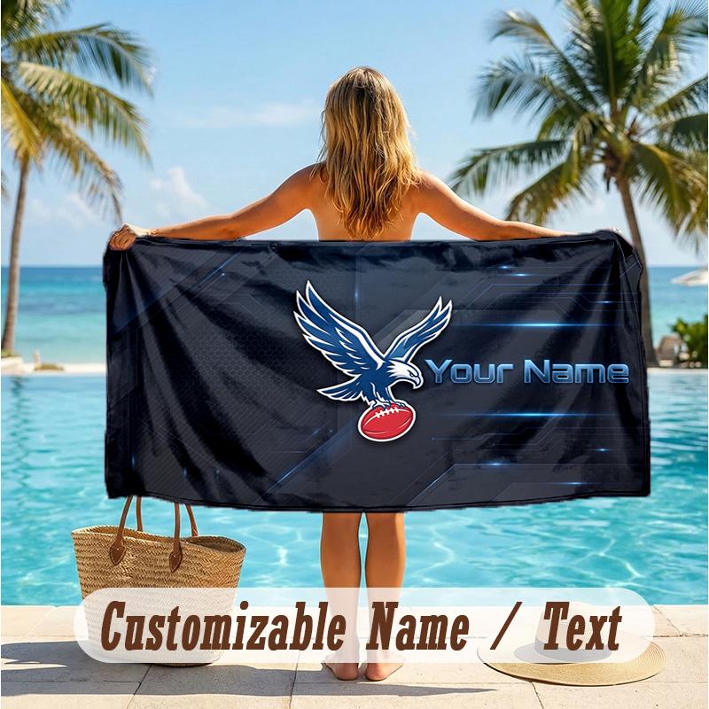 Custom Text Beach Towel, Soft Absorbent Swimming Multi-use TowelCrystal Palace
