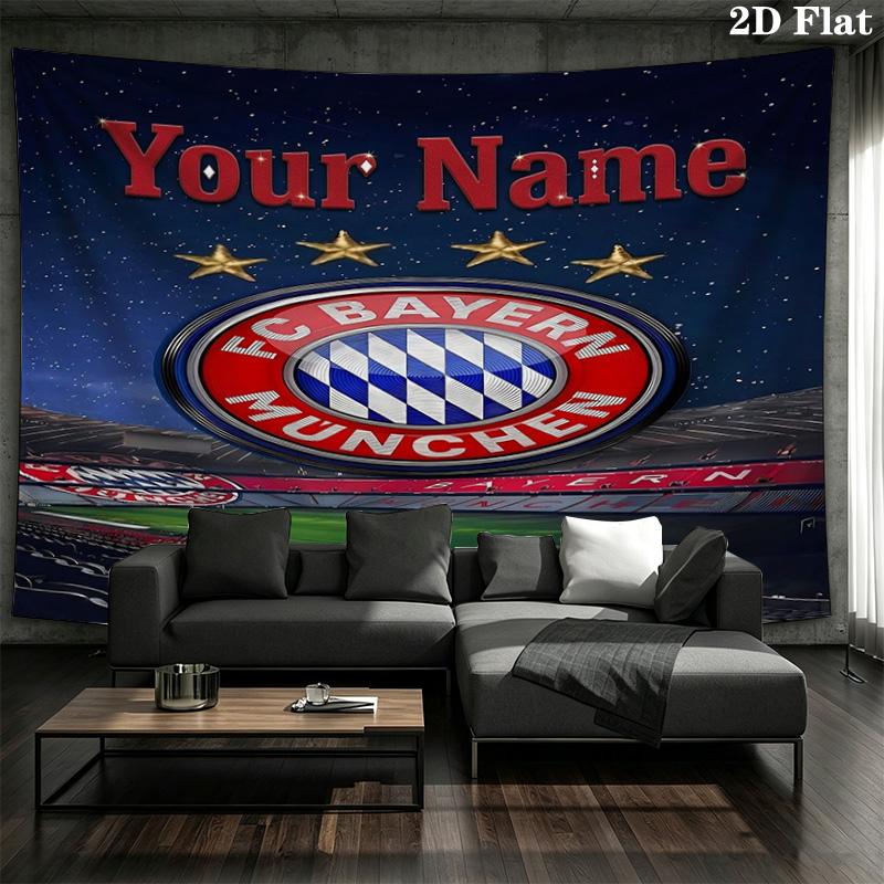 Bayern Munich Fan Gear Custom Name Wall Tapestry Aesthetic Wall Hanging Printed Fabric Blanket Decorative Tapestries For Bedroom Living Room Home Deco