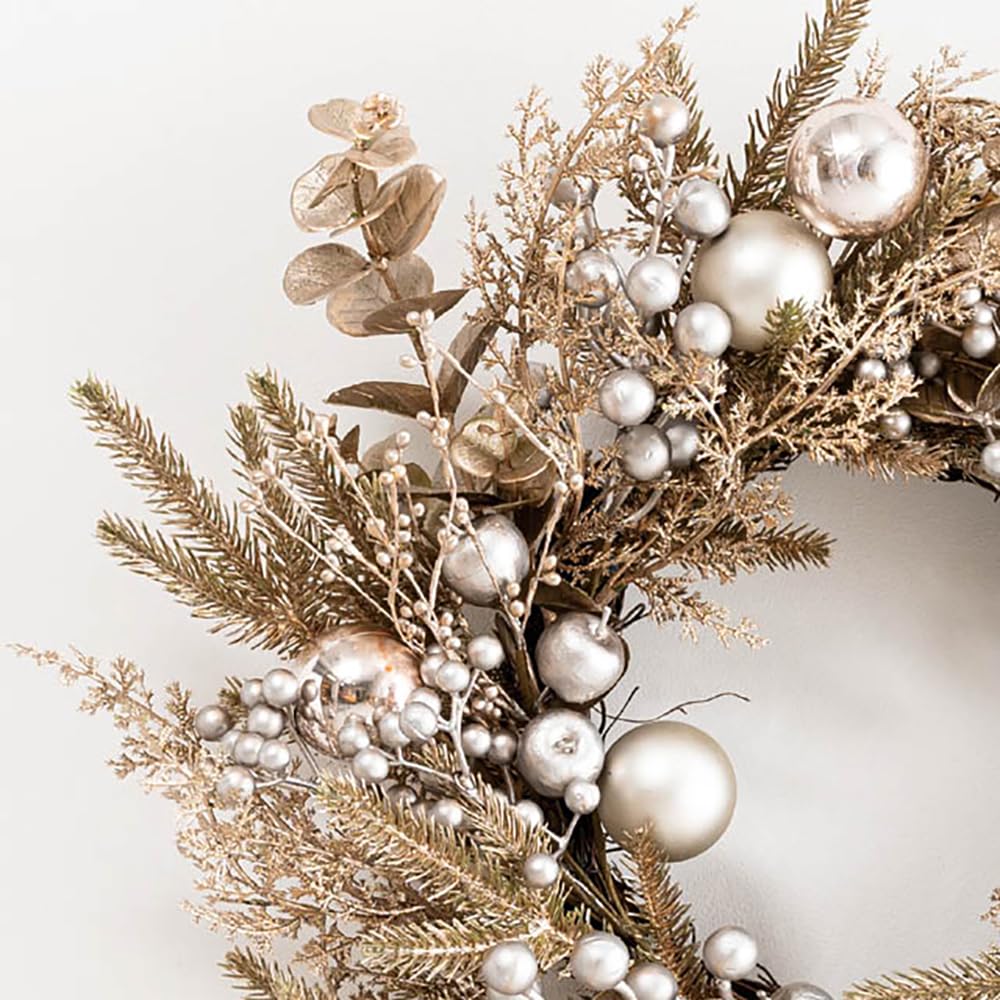 KÖPFE Weihnachtskranz Ungefähr 560 mm Durchmesser x 160 mm Champagner 1 Stück X-NW9 Dekoration, Tiefe, Groß, Gold,